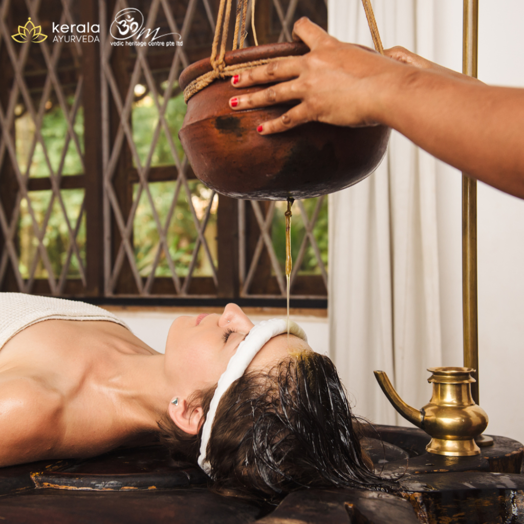 image illustrates the kerala ayurveda treatment being performed on a women